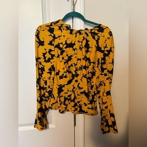 H&M tapered blouse (yellow and black)